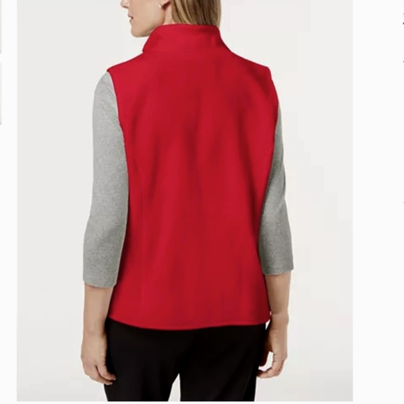 NWT! Karen Scott Macy's Plus 1X 3X Fleece Vest Red - Picture 2 of 4
